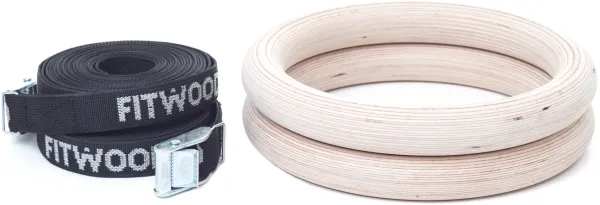 FitWood ULPU Gymnastikringar 28mm - Träyta / Svart Rem