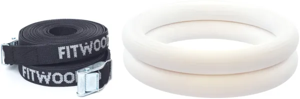 FitWood ULPU Gymnastikringar 28mm - Vit yta / Svart Rem